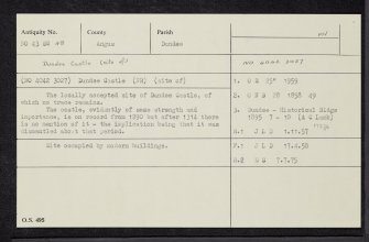 Dundee Castle, NO43SW 48, Ordnance Survey index card, Recto