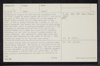 Edzell, Castle Hillock, NO56NE 9, Ordnance Survey index card, page number 2, Verso