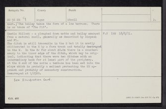 Edzell, Castle Hillock, NO56NE 9, Ordnance Survey index card, page number 3, Recto