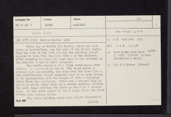 Kellie Castle, NO64SW 8, Ordnance Survey index card, page number 1, Recto