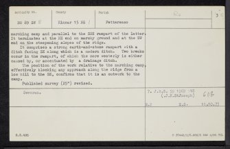 Raedykes, NO89SW 2, Ordnance Survey index card, page number 3, Recto