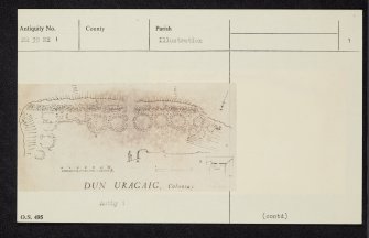 Colonsay, Dun Uragaig, NR39NE 1, Ordnance Survey index card, page number 1, Recto