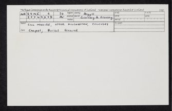 Colonsay, Upper Kilchattan, Cill Mhoire, NR39NE 6, Ordnance Survey index card, Recto