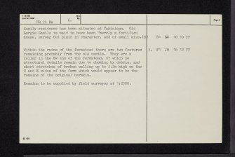 Old Largie Castle, NR74NW 6, Ordnance Survey index card, page number 2, Verso