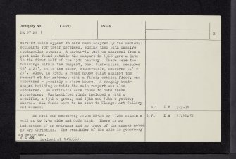 Kilfinan, Macewan's Castle, NR97NW 1, Ordnance Survey index card, page number 2, Verso