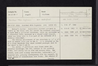 Kilfinan, Macewan's Castle, NR97NW 1, Ordnance Survey index card, page number 1, Recto