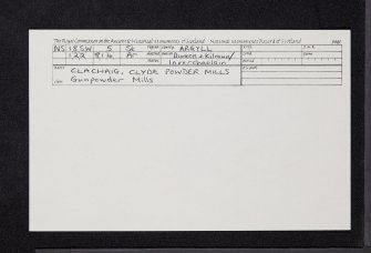 Clachaig, Glenlean Blackpowder Works, NS18SW 5, Ordnance Survey index card, Recto