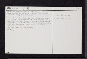 Dunduff Castle, NS21NE 5, Ordnance Survey index card, page number 2, Recto