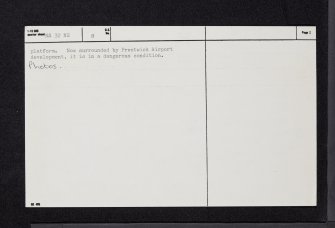 Prestwick, Shaw Monument, NS32NE 8, Ordnance Survey index card, page number 2, Verso
