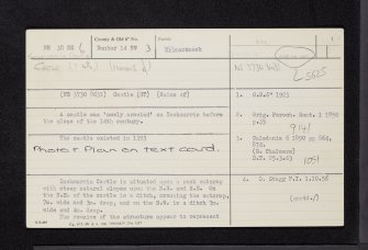Loch Lomond, Inchmurrin, Castle, NS38NE 6, Ordnance Survey index card, page number 1, Recto