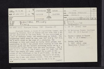 Blantyre Priory, NS65NE 6, Ordnance Survey index card, page number 1, Recto