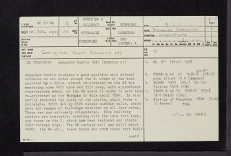 Sanquhar Castle, NS70NE 3, Ordnance Survey index card, page number 1, Recto