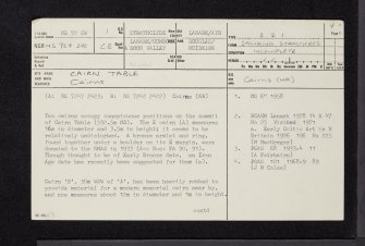 Cairn Table, NS72SW 1, Ordnance Survey index card, page number 1, Recto