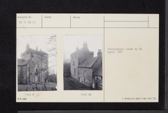 Castlecary Castle, NS77NE 23, Ordnance Survey index card, Verso