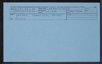 Lanark, Franciscan Friary, NS84SE 23, Ordnance Survey index card, Recto