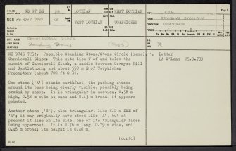 Castlethorn, NS97SE 38, Ordnance Survey index card, page number 1, Recto