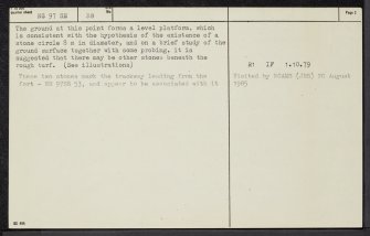 Castlethorn, NS97SE 38, Ordnance Survey index card, page number 2, Verso