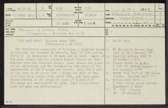 Culross, Culross Abbey, NS98NE 3, Ordnance Survey index card, page number 1, Recto