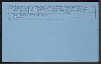 Bo'Ness, Kinneil Road, Castle Lyon, NS98SE 1, Ordnance Survey index card, Recto