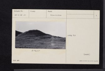 Tinnis Castle, NT13SW 23, Ordnance Survey index card, page number 1, Recto