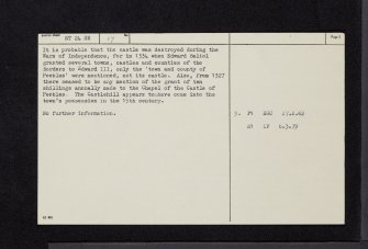 Peebles, Castle Hill, Castle, NT24SE 17, Ordnance Survey index card, page number 2, Verso