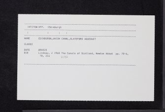 Edinburgh, Union Canal, Slateford Aqueduct, NT27SW 97, Ordnance Survey index card, Recto