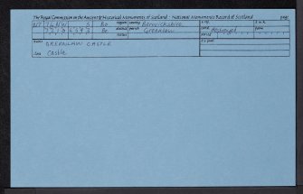Greenlaw Castle, NT74NW 5, Ordnance Survey index card, Recto