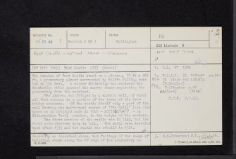 Fast Castle, NT87SE 1, Ordnance Survey index card, page number 1, Recto
