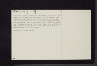 Boreland Mote, NX35NE 1, Ordnance Survey index card, page number 2, Verso