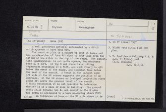 Skaith Mote, NX36NE 3, Ordnance Survey index card, page number 1, Recto