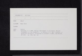 Cally Motte, NX65NW 7, Ordnance Survey index card, Recto