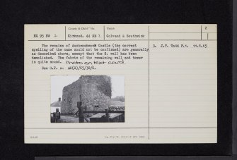 Auchenskeock Castle, NX95NW 2, Ordnance Survey index card, page number 2, Verso