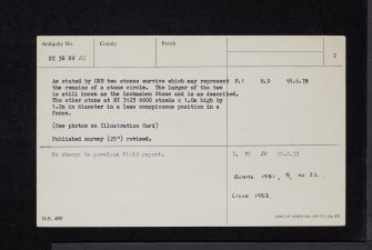 Lochmaben Stone, NY36NW 25, Ordnance Survey index card, page number 2, Verso