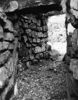 Publication photograph: entrance passage from outside, Torwood Broch.