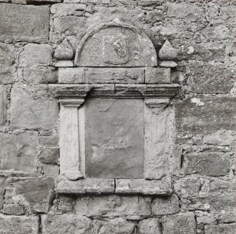 Fearn Abbey.  St. Michael,s aisle, detail of carved panel on West wall.