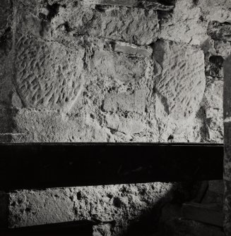 Carrick Castle, interior.
Detail of truncated vault ribs in window embrasure, North wall, ground floor.