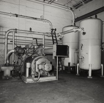 Glasgow, Springburn, St Rollox Locomotive Works, interior.
View of compressor house showing air compressor and air-receiver.