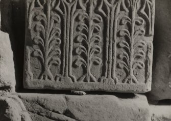 Detail of carved stone in vestry.