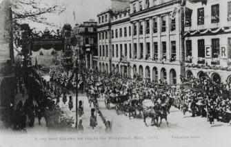 Waterloo Hotel
View of south elevation (postcard).
Insc: 'King and Queen en route for Holyrood, May, 1903', 'Valentines Series'.
NMRS Survey of Private Collections.