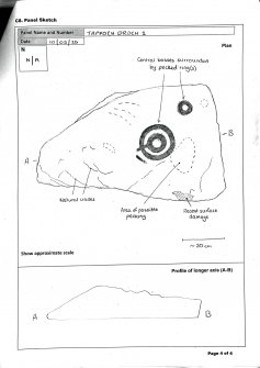 Scanned image of rock art panel sketch, from Scotland's Rock Art project, Tappoch Broch, 1, Falkirk
