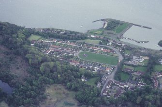 Oblique aerial view of Charlestown Village and Harbour taken from the NNW