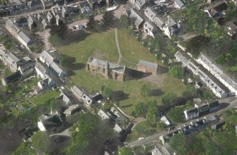 Oblique aerial view of Fortrose centred on the cathedral and court house, taken from the SSE.