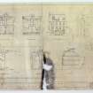 Survey plans, section and elevations for numbers 14 and 16.
