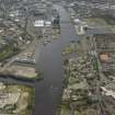 General oblique aerial view of the city looking along the River Clyde, taken from the WNW.
