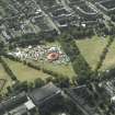 Oblique aerial view centred on the big red tent on The Meadows taken from the NE.
