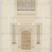 Drawing of elevation of main entrance door of central tower.