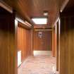 Interior. Teaching block. View of 1st floor corridor from E