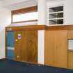 Interior. Teaching block. Detail of cupboards in Needlecraft classroom