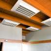 Interior. Teaching block. Detail of ceiling and lighting in 1st floor office