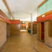 Interior. Teaching block. Ground floor. View of science department corridor with classrooms off